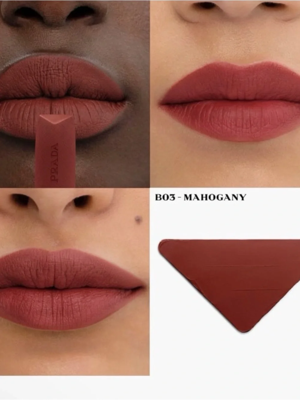 Prada Monochrome Hyper Matte Lipstick in Brown - B03 Mahogany